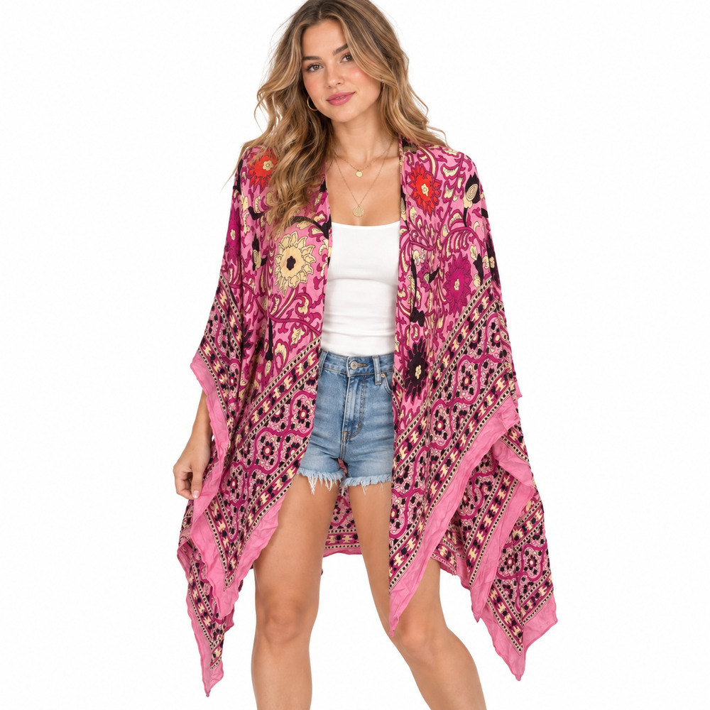 Free People Magic Dance Duster Cherry Blossom Combo Kimono Jacket Boho sz O/S